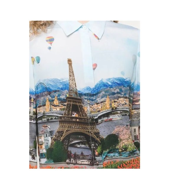 Alice + Olivia | "Willa Silk Eiffel Tower Blouse" Emily in Paris - Picture 3 of 15